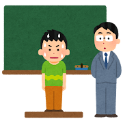 壇上で緊張している生徒のイラスト(男子)