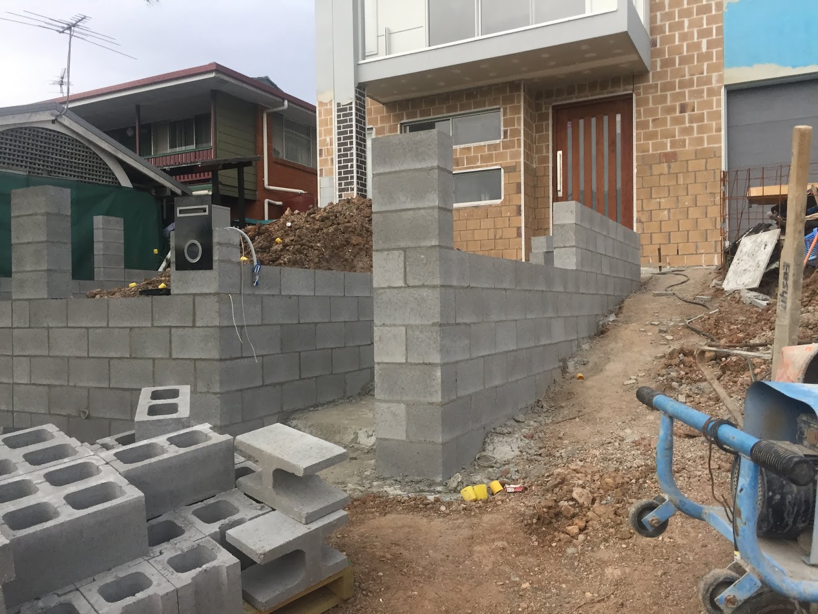 Block walls installed
