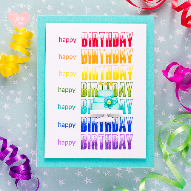 Repeat Stamping Rainbow Inspired Birthday Card | Spellbinders FSJ Stamp of the Month | March 2020