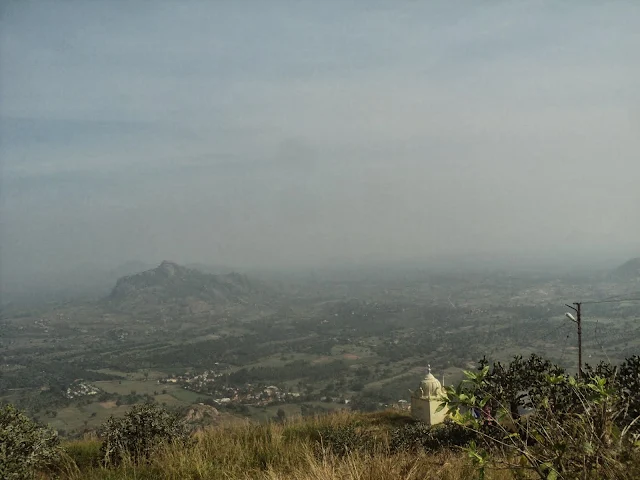 Close-up view of the rugged Kabbaldurga hill before starting the trek