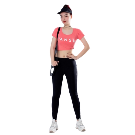 BỘ TẬP THỂ THAO NỮ QUẦN DÀI ÁO CROPTOP CÓ TAY DD303 MÀU CAM