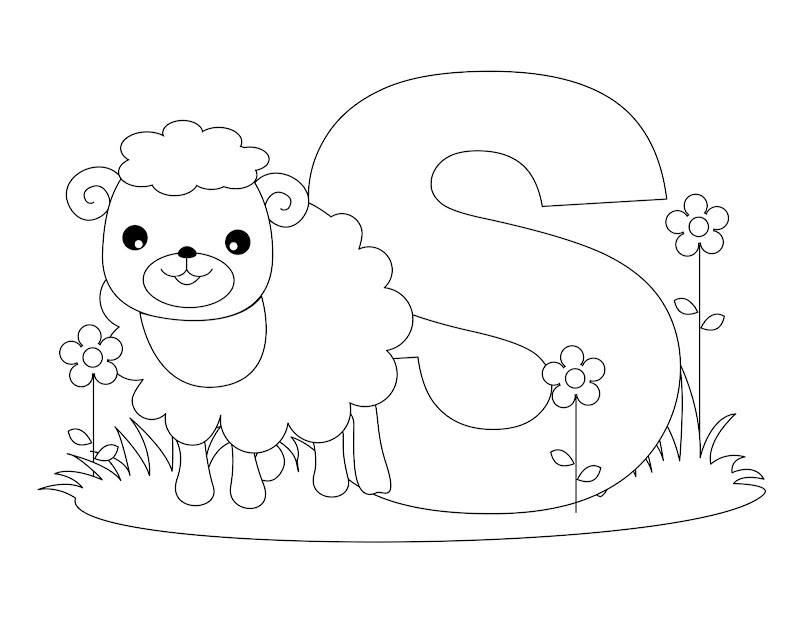 Letter S coloring - Sheep coloring title=
