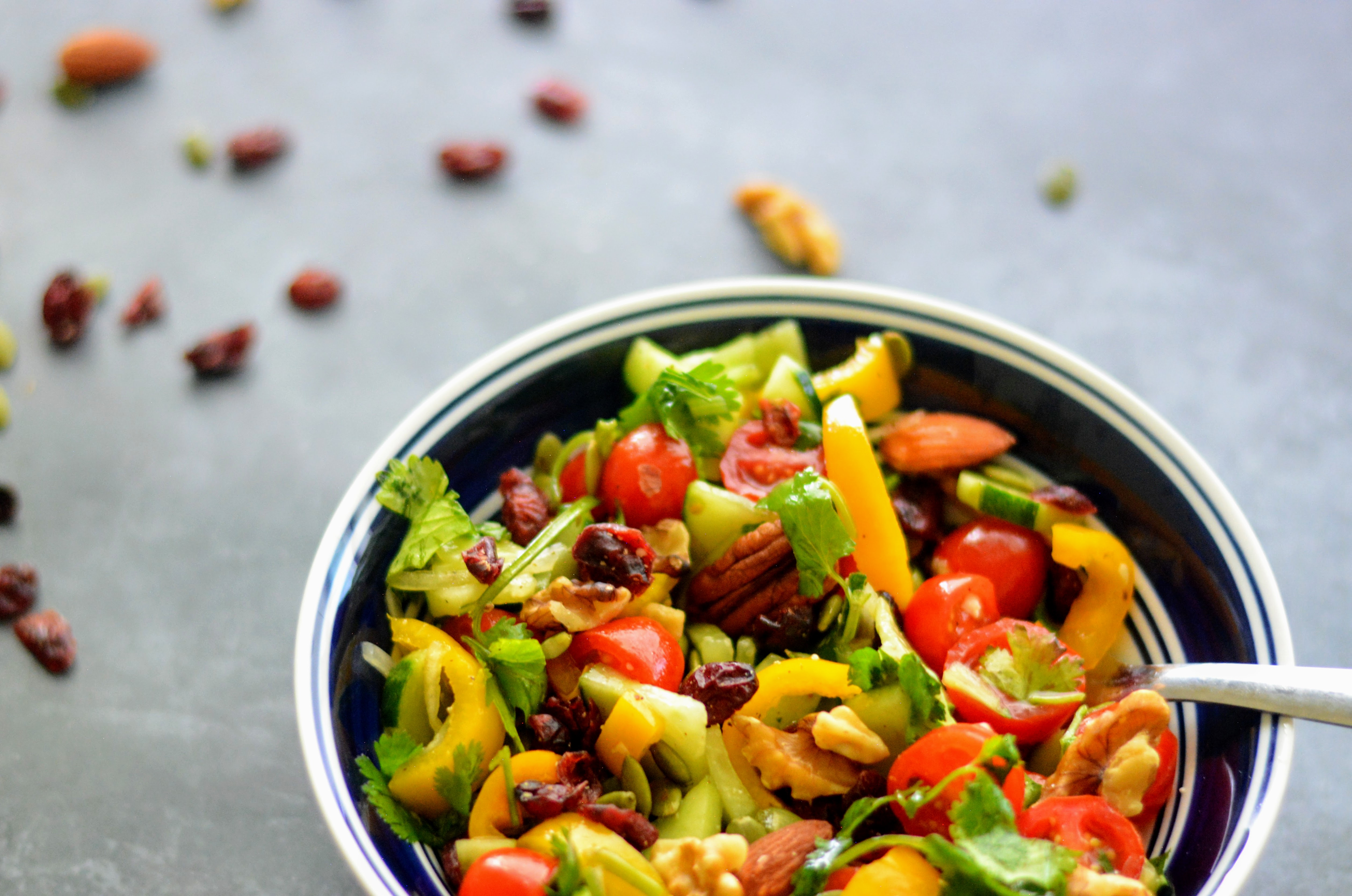Mediterranean salad with dry fruit and nuts