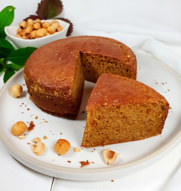 gâteau aux noisettes tout moelleux, sans gluten, sans oeuf