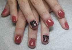 nail bow october acrylic finger painted