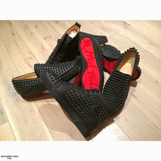 LOUBOUTIN Men's Studded Sneakers, Slippers & Slip-ons in Black Leather ...