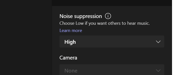 Подавление шума на собраниях Teams