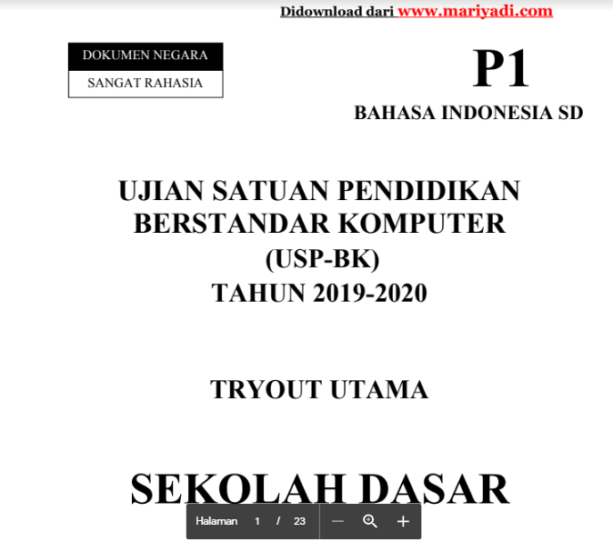 Kumpulan Kunci Jawaban Soal Ujian Satuan Pendidikan Berbasis Komputer Uspbk Sd Mi Tahun 2019 2020 Mariyadi Com