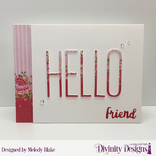 Divinity Designs Custom Dies:  Long & Lean Letters, Celebration Words, Paper Collection: Pretty Pink Peonies 