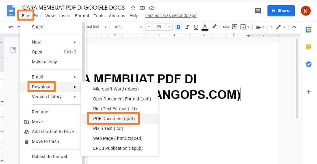Cara Membuat PDF di Google Docs
