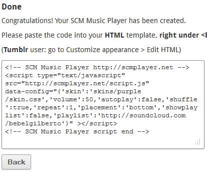Código do SCM Player