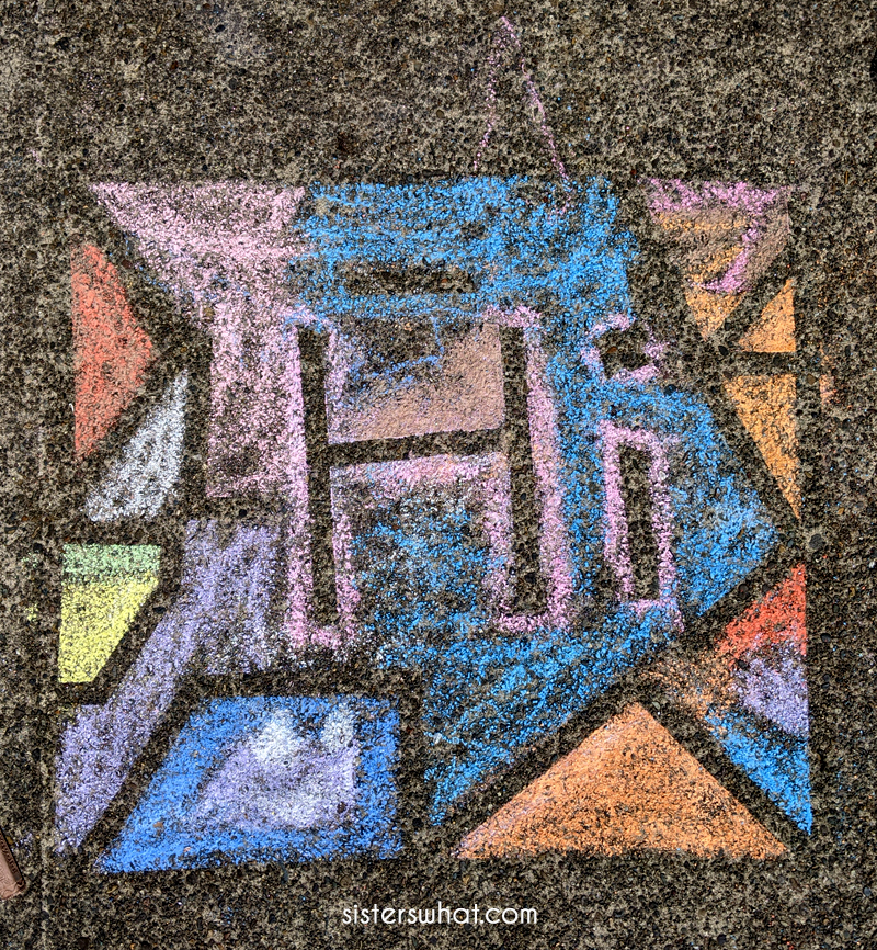 Sidewalk Chalk Art with Painters Tape Sisters, What!