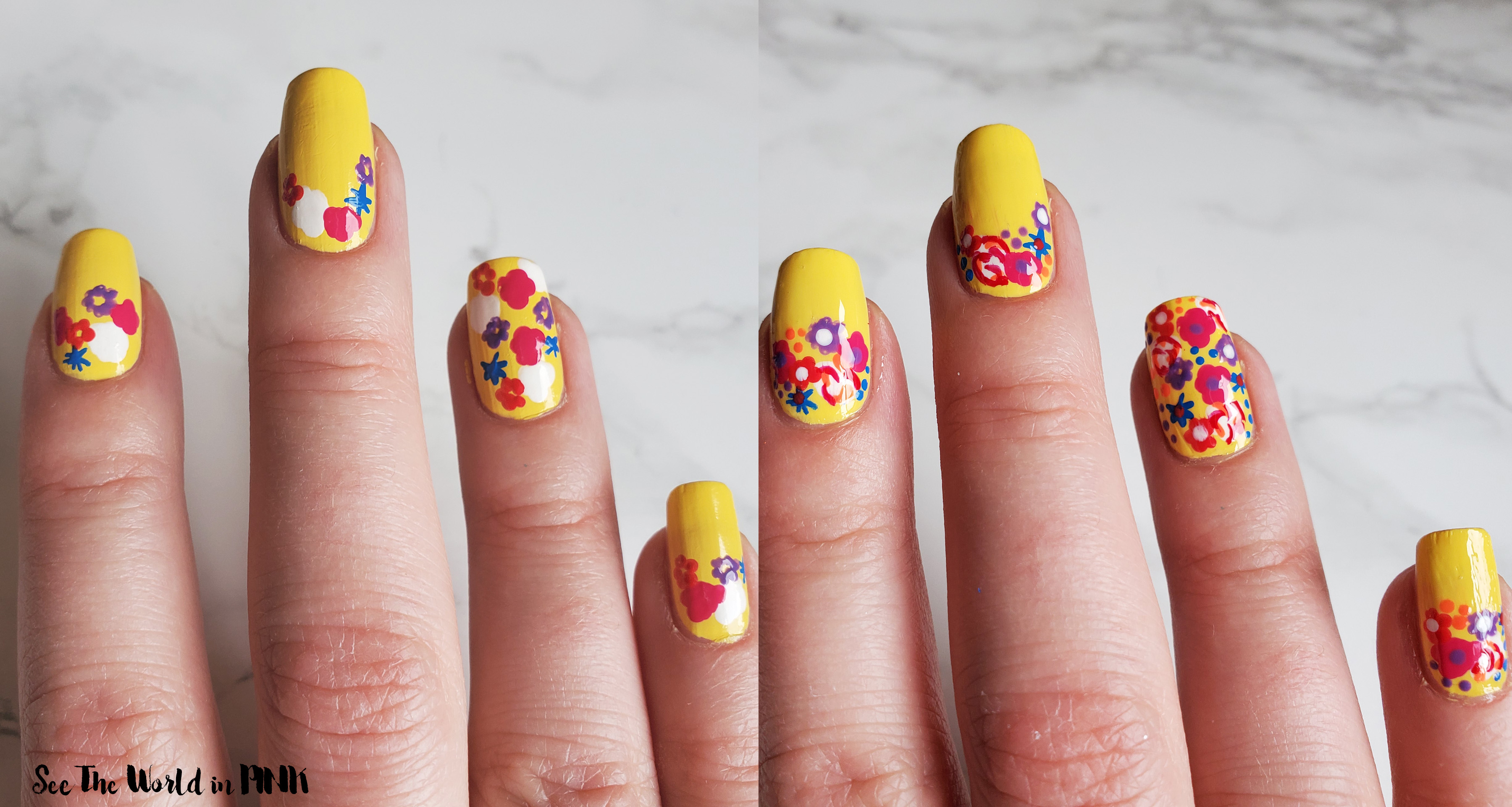 Manicure Monday - Colourful Spring Flower Nail Art
