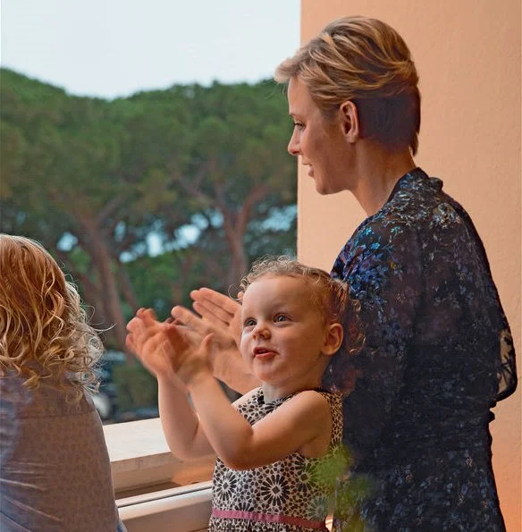 Princess Charlene wore PREEN BY THORNTON BREGAZZI Aurora Devoré Dress