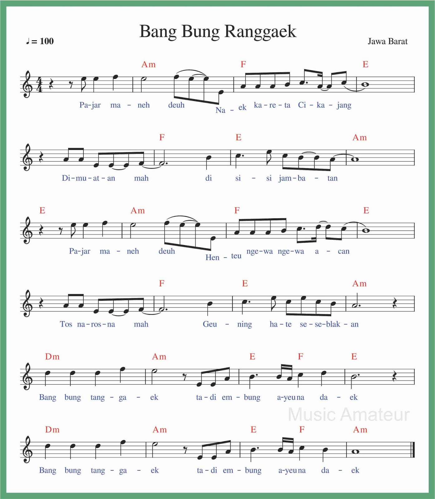 Not Angka Bangbung Ranggaek Seputar Musik