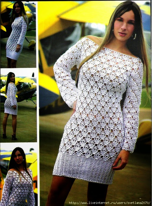 Vestido blanco entallado / patrones crochet | Crochet y Dos Agujas Patrones