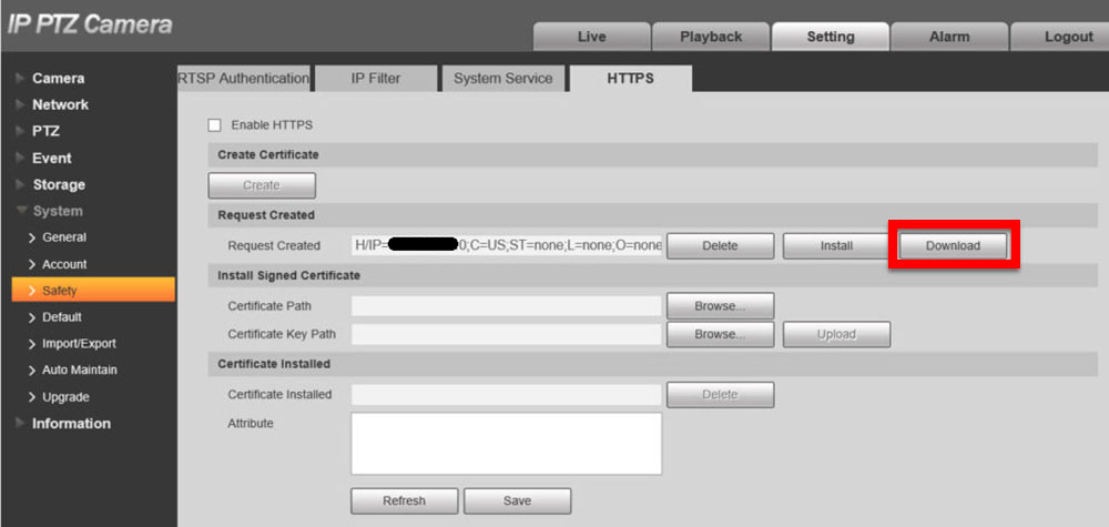 HTTPS Certificate Setup on Dahua