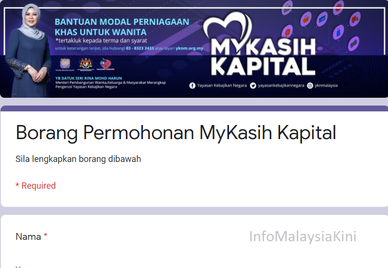 Cara Permohonan Bantuan MyKasih Kapital Bantuan RM1,000 Modal