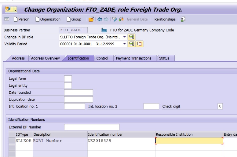 EORI for Participant Sender/Receiver of Message (Technical) does not exist