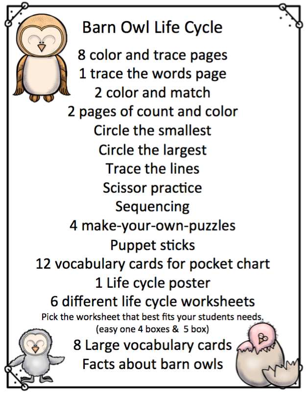 Barn Owl Life Cycle Preschool Printables Barn Owl Life Cycle Preschool Printables
