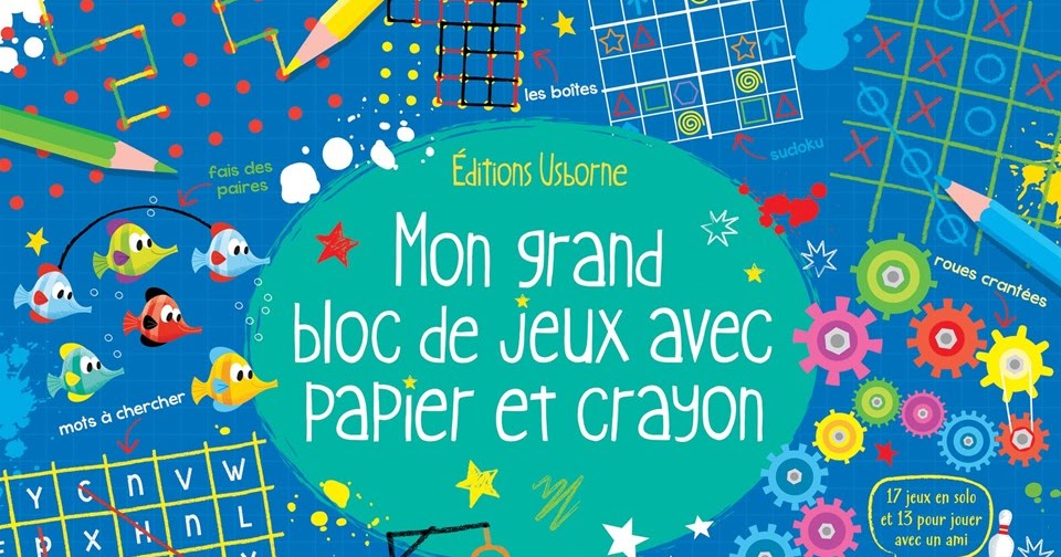 Kidissimo Un bloc de jeux pour jouer seul ou à deux Mon grand bloc de jeux avec papier et