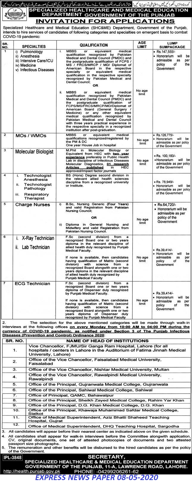 SPECIALIZED HEALTHCARE AND MEDICAL EDUCATION JOBS