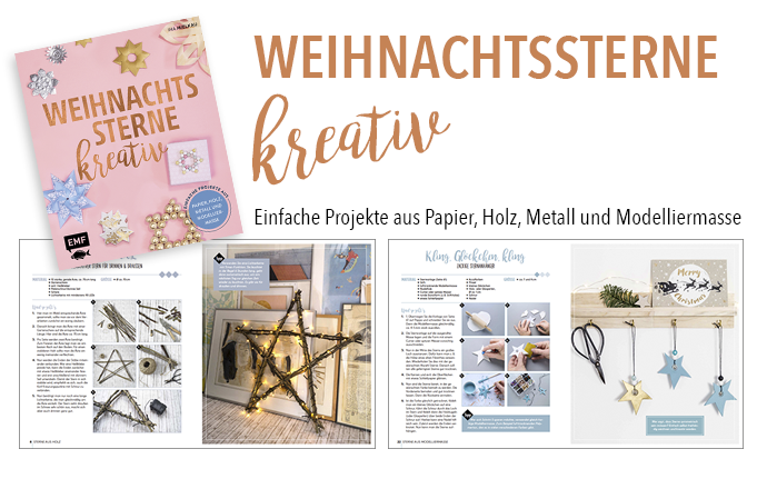 Weihnachtssterne kreativ + 2 Beispielseiten aus dem Buch.