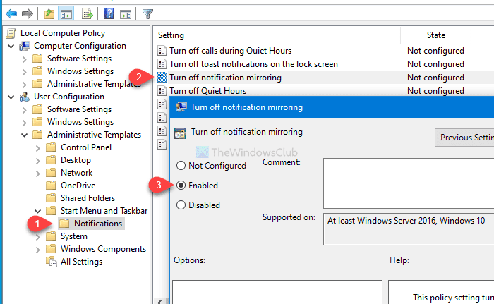 Windows10で通知ミラーリングをオフにする方法