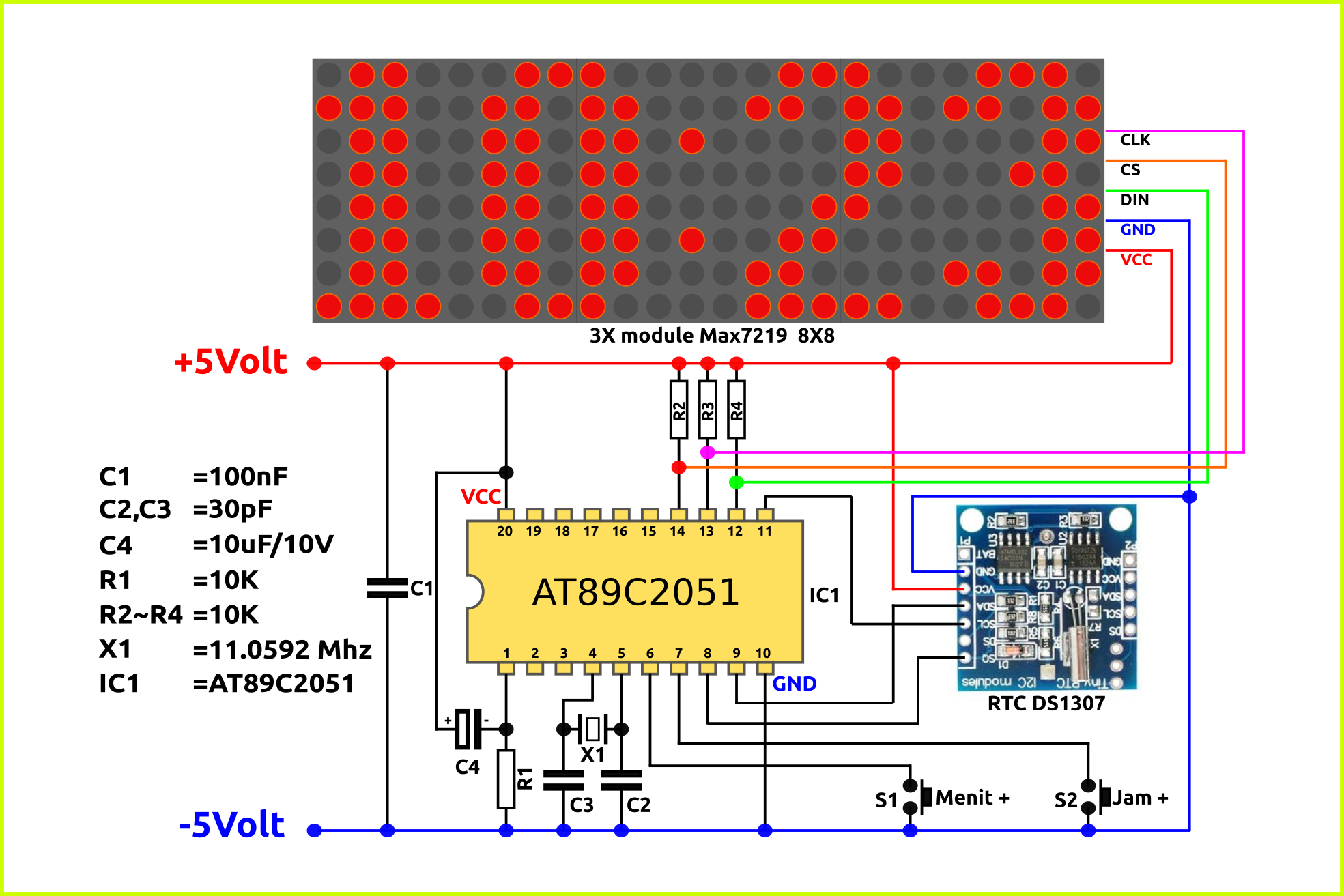Membuat jam digital Minimalist dot matrix sederhana dengan IC murah