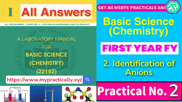 Identification of Anions Practical Answers Chemistry Answers First Year