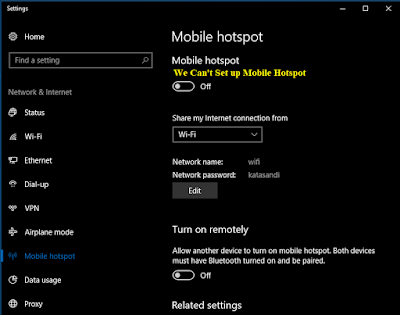 We Can't Set up Mobile Hotspot