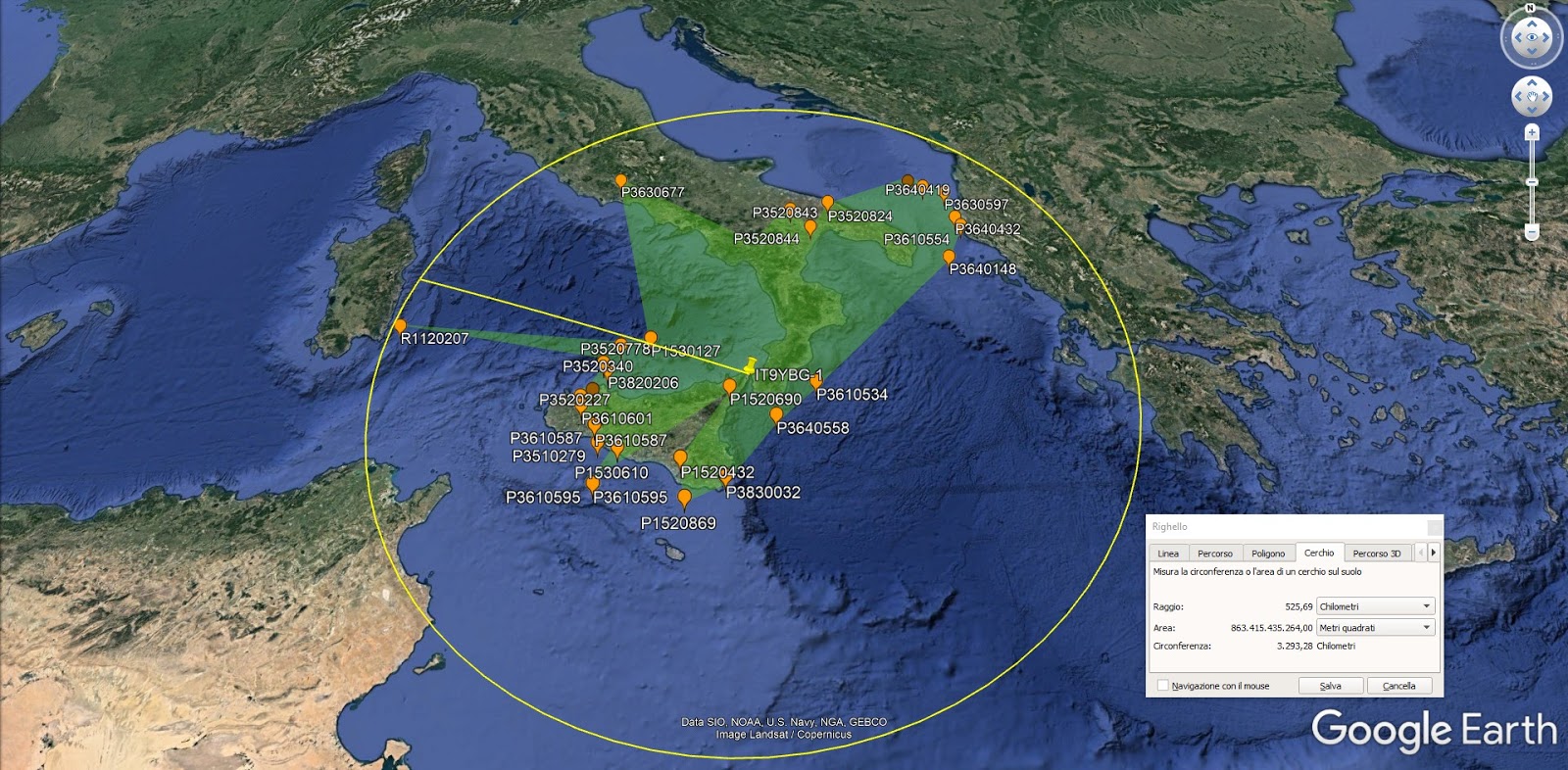 Radiosonde receiver coverage area 🎈