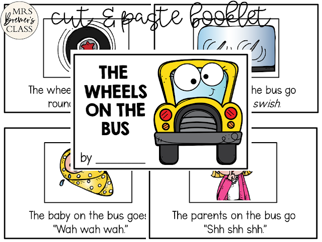 Wheels on the Bus book study activities unit with Common Core aligned literacy activities & a craftivity for Kindergarten and First Grade