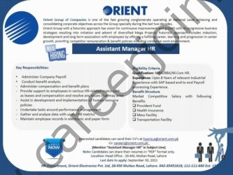 Jobs in Orient Group Of Companies