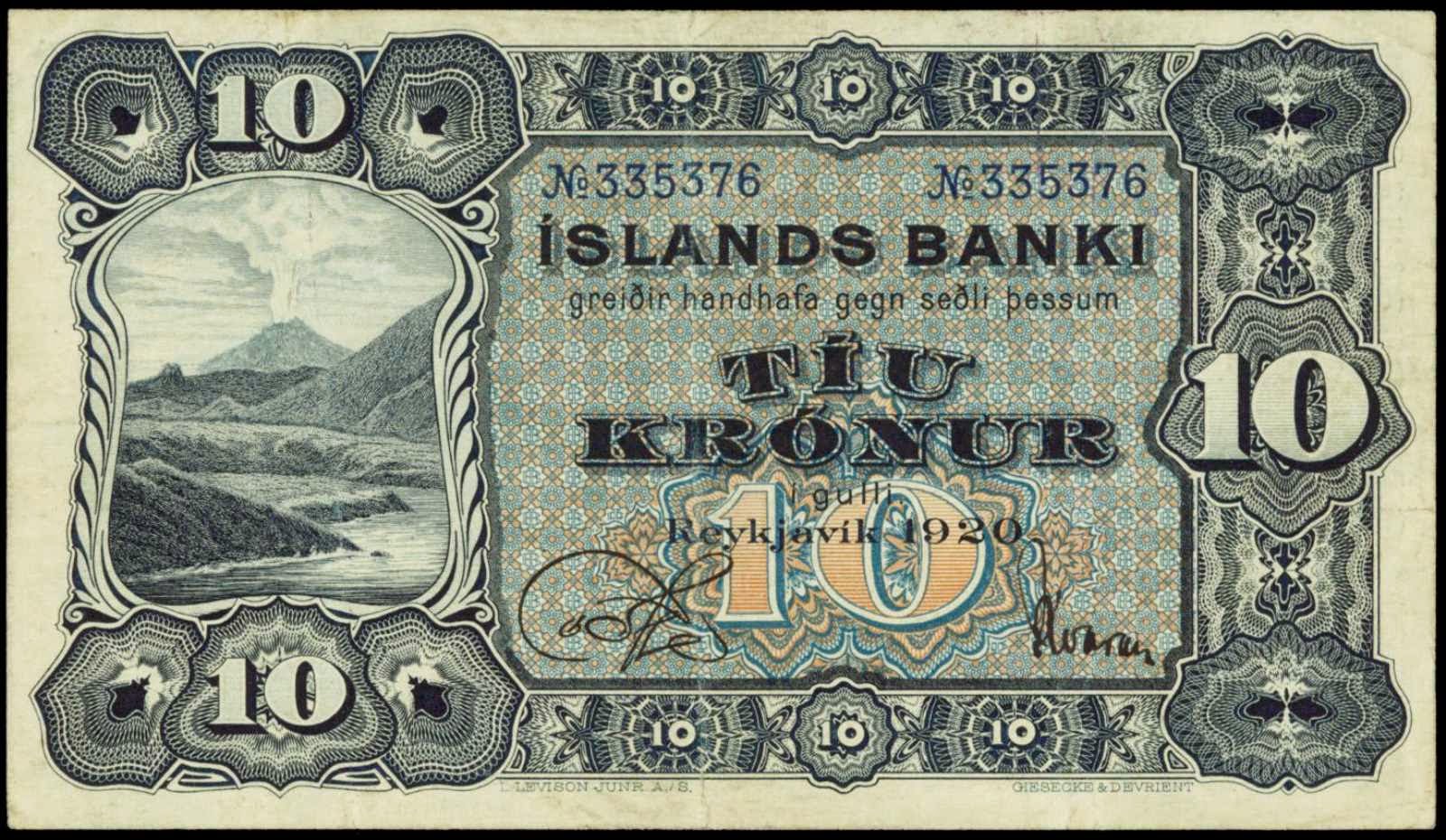 Iceland 10 Kronur banknote 1920World Banknotes & Coins Pictures Old Money, Foreign Currency