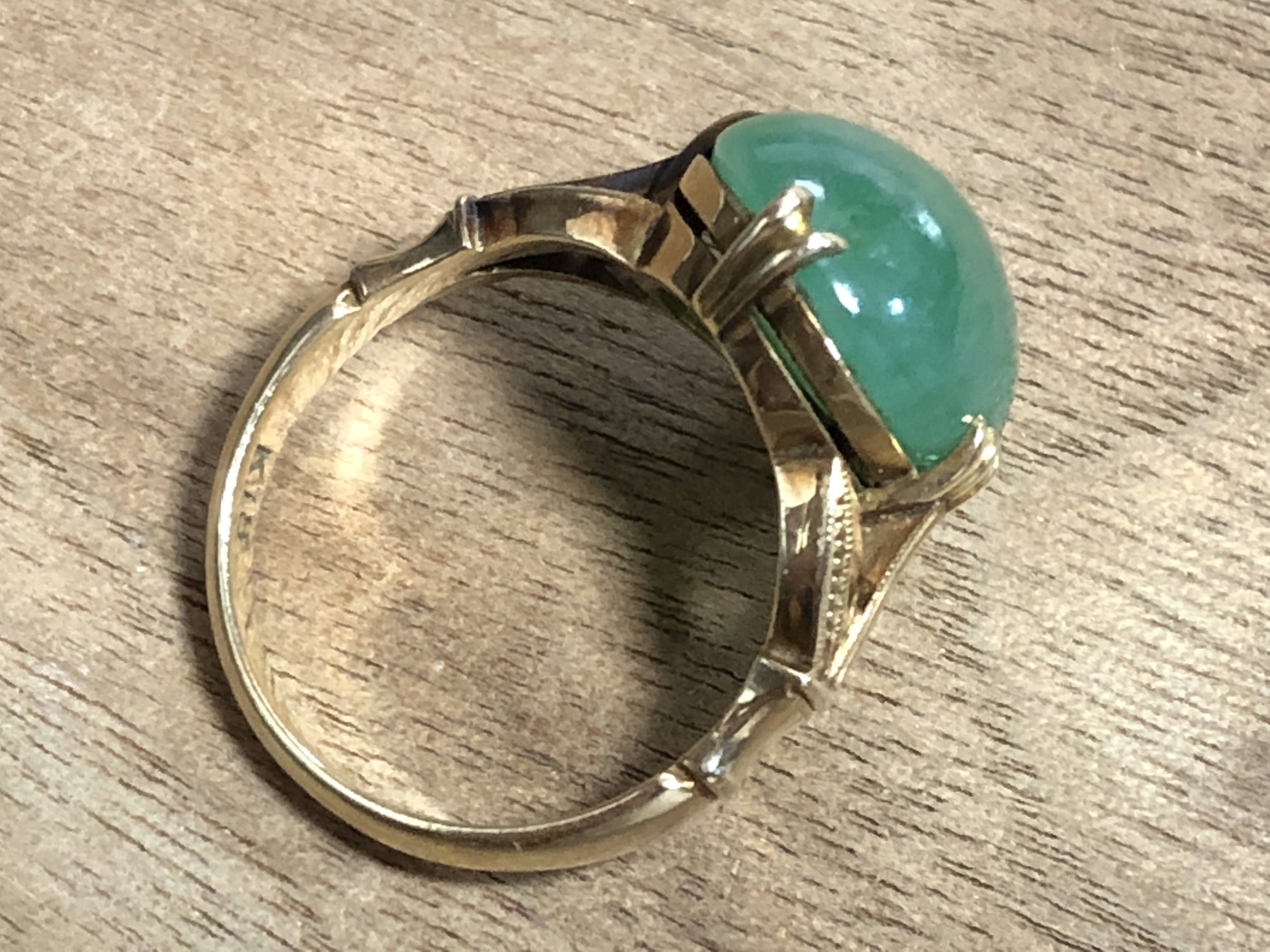 アンティークジュエリー☆翡翠ヒスイヴィンテージリング14K
