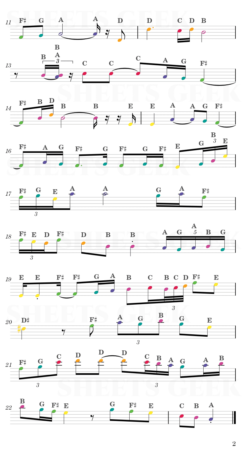 Autumn Leaves - Joseph Kosma Easy Sheet Music Free for piano, keyboard, flute, violin, sax, cello page 2