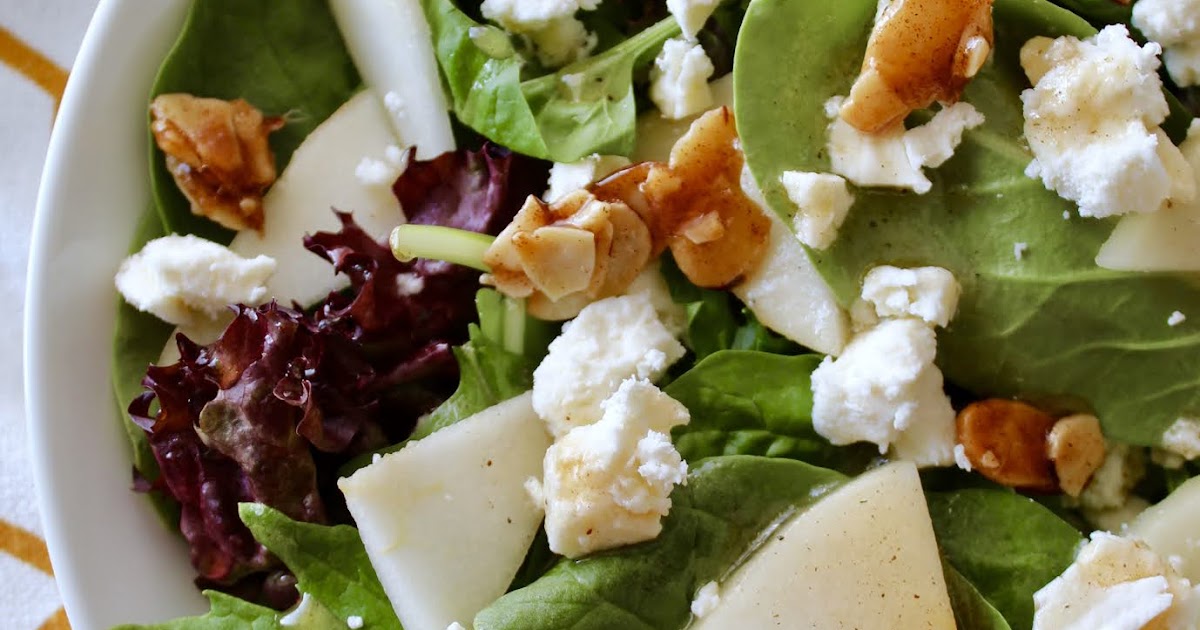 Pear, Feta and Candied Almond Salad with Honey Vinaigrette
