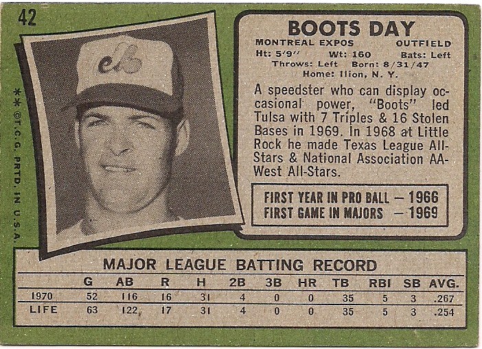 Topps 1971 no. 42 boots day