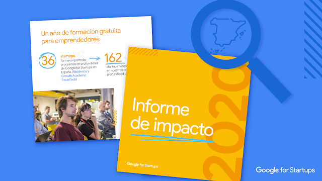 Dos hojas de informe de impacto para emprendedores 2020 Google