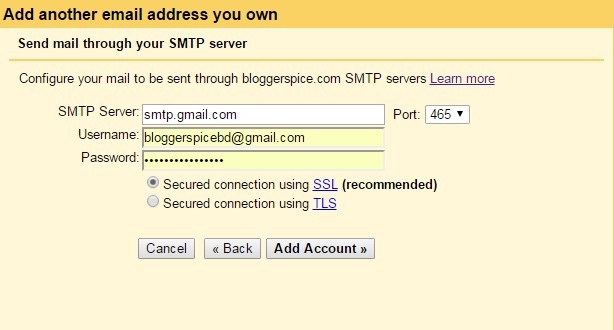 SMTP server setup