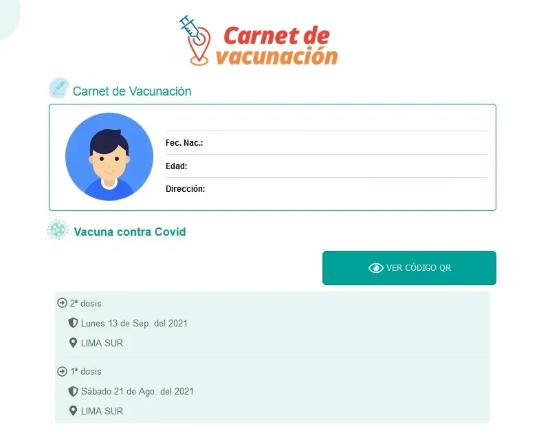 VER CARNET VIRTUAL VACUNACION COVID-19 EN PERÚ