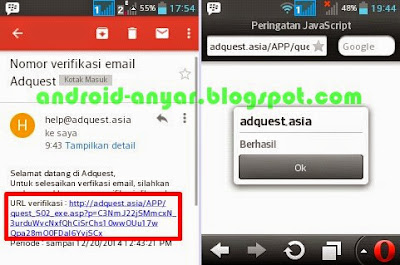 konfirmasi alamat email AdQuest