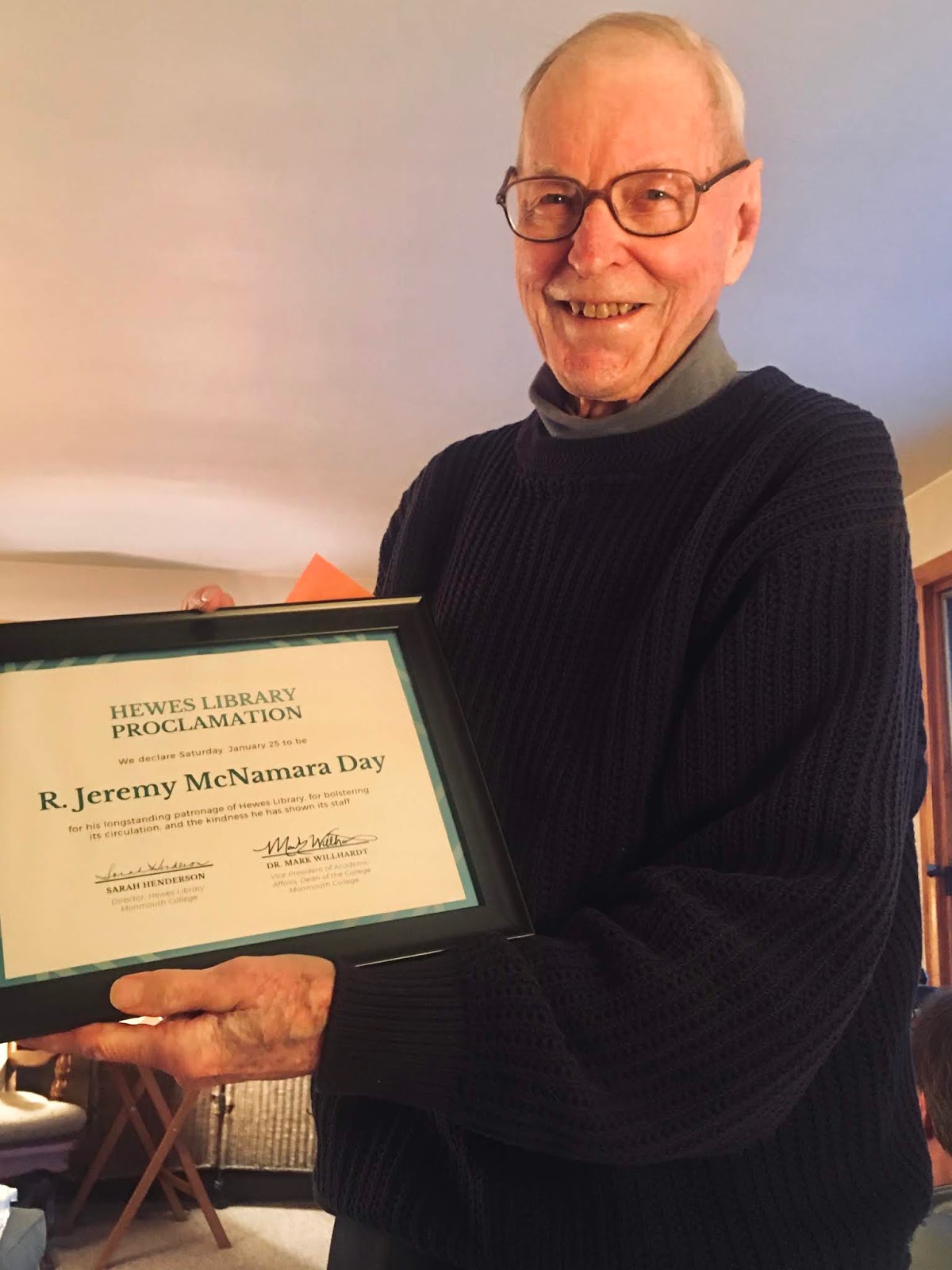 Hewes Library Recognizing Professor McNamara