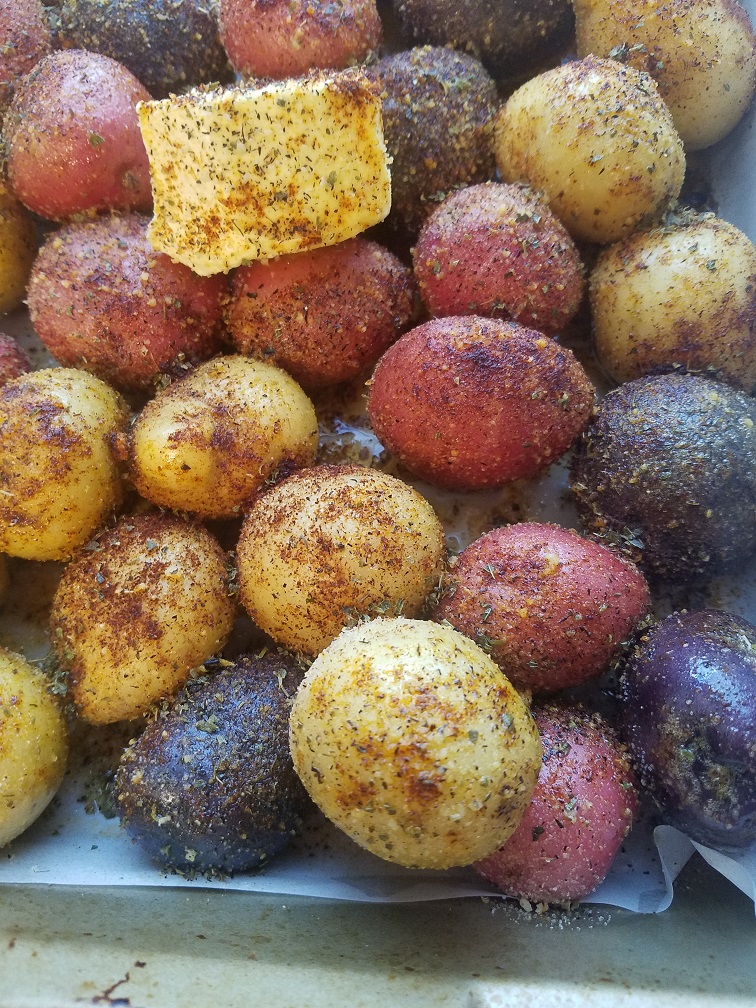 Roasted Red White and Blue Potatoes Vegetables Medley What's Cookin
