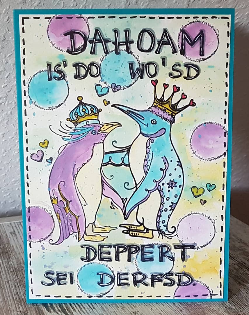 Mamapias-Stempelecke: Pinguin-Karte zur neuen Wohnung Mamapias-Stempelecke: Pinguin-Karte zur neuen Wohnung