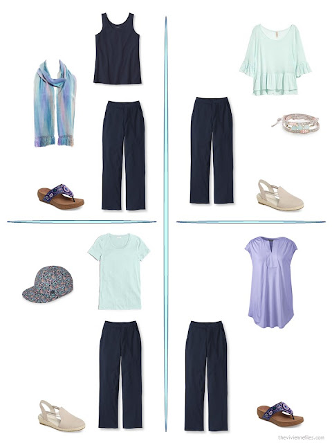 four ways to wear navy pants from a travel capsule wardrobe four ways to wear navy pants from a travel capsule wardrobe