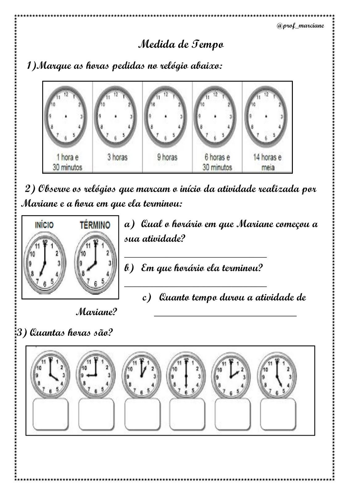 Profª Marciane Lima Medida de Tempo