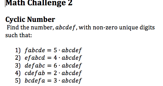 BPC Math with Ms Seto: 7B: Math Challenge 2 - Cyclic Number