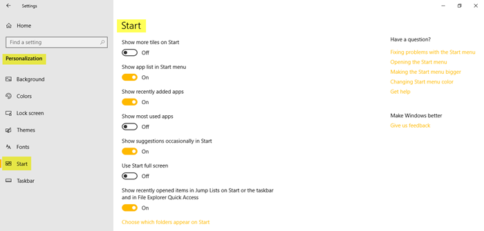 Ustawienia personalizacji w systemie Windows 10